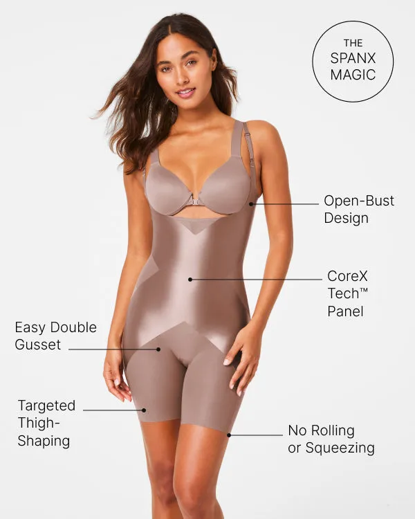 SPANXshape™ Satin-X™ Open-Bust Mid-Thigh Bodysuit