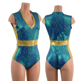 Stardust and Gold Sparkly Jewel Paneled Romper