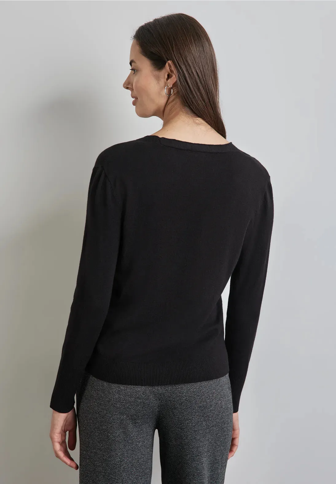 Street One Black Fine Knit V Neck Jumper 302964