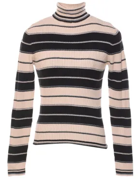 Striped Turtleneck Jumper - L