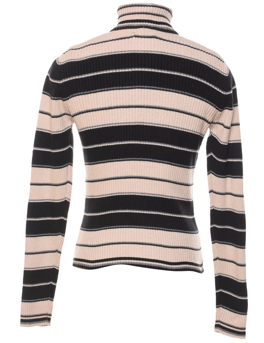 Striped Turtleneck Jumper - L