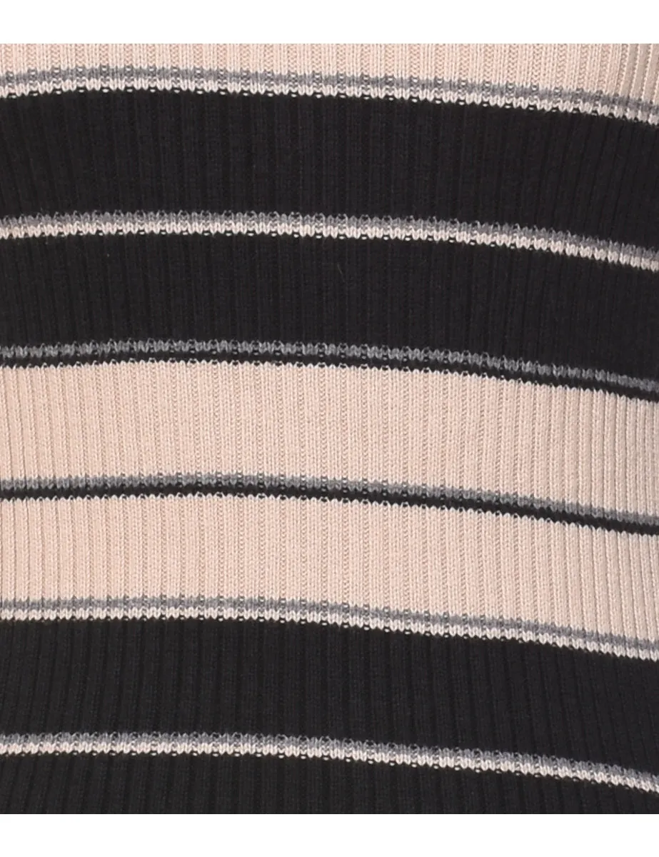 Striped Turtleneck Jumper - L