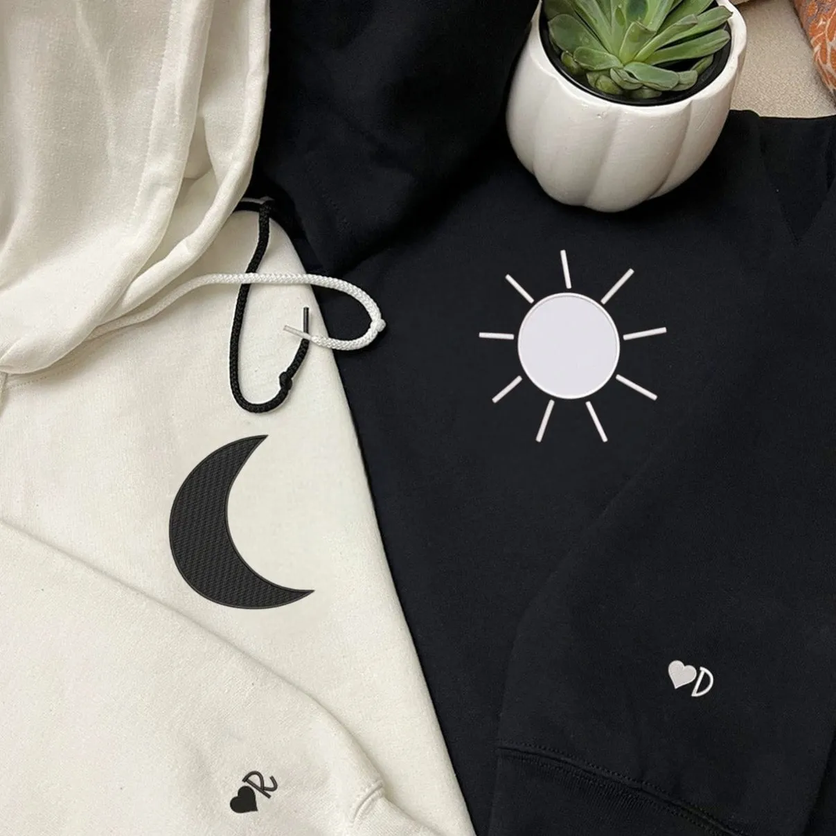 Sun and Moon Matching Couple Hoodies - Personalized Matching Sweatshirts For Couples