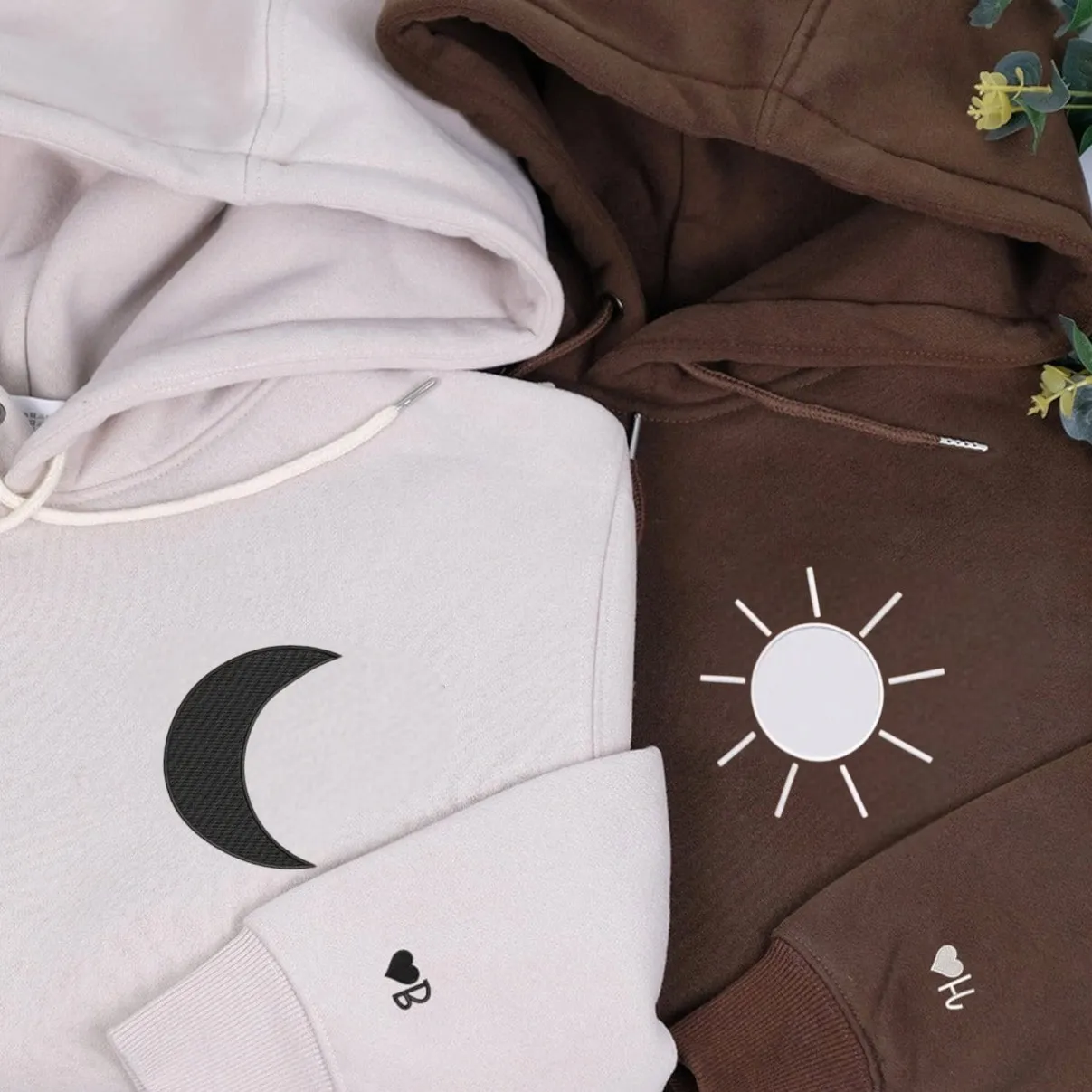 Sun and Moon Matching Couple Hoodies - Personalized Matching Sweatshirts For Couples