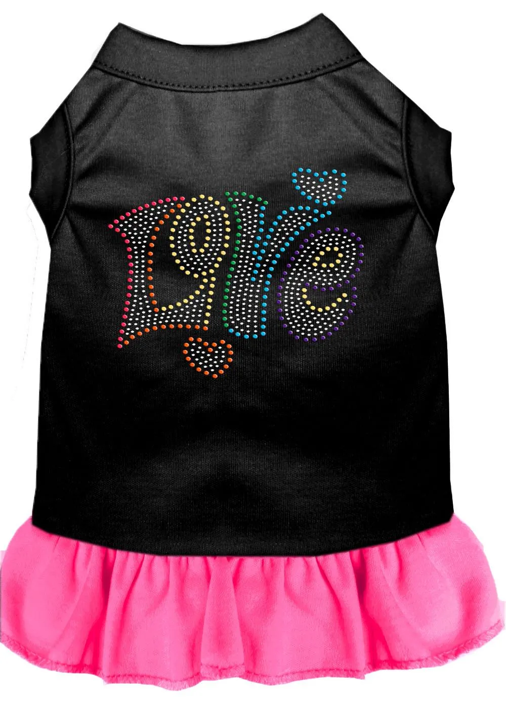 Technicolor Love Rhinestone Pet Dress Black With Bright Pink Lg (14)