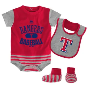 Texas Rangers Baby Bodysuit, Bib and Bootie Set