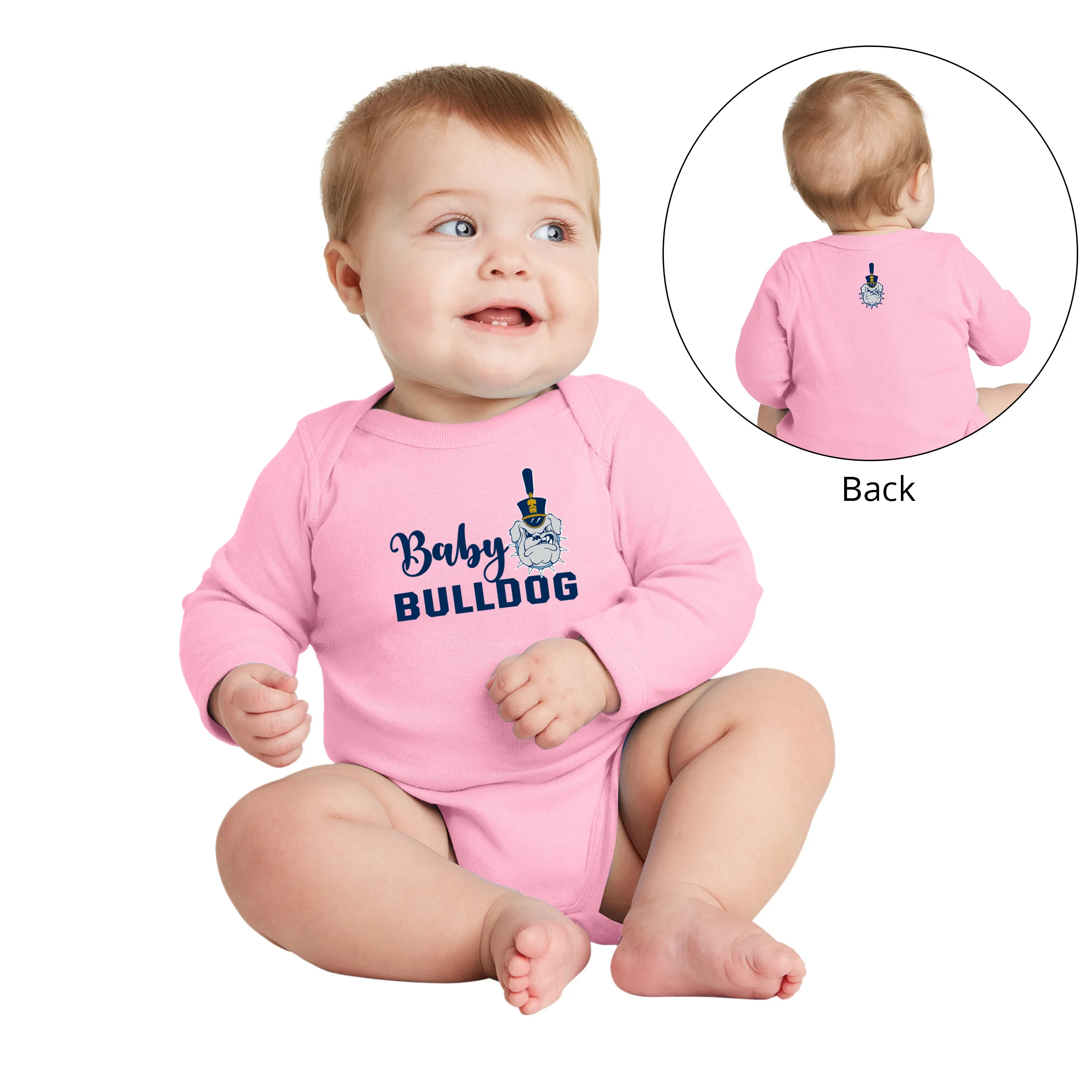 The Citadel, Baby Bulldog, Spike, Rabbit Skins™ Infant Long Sleeve Baby Rib Bodysuit