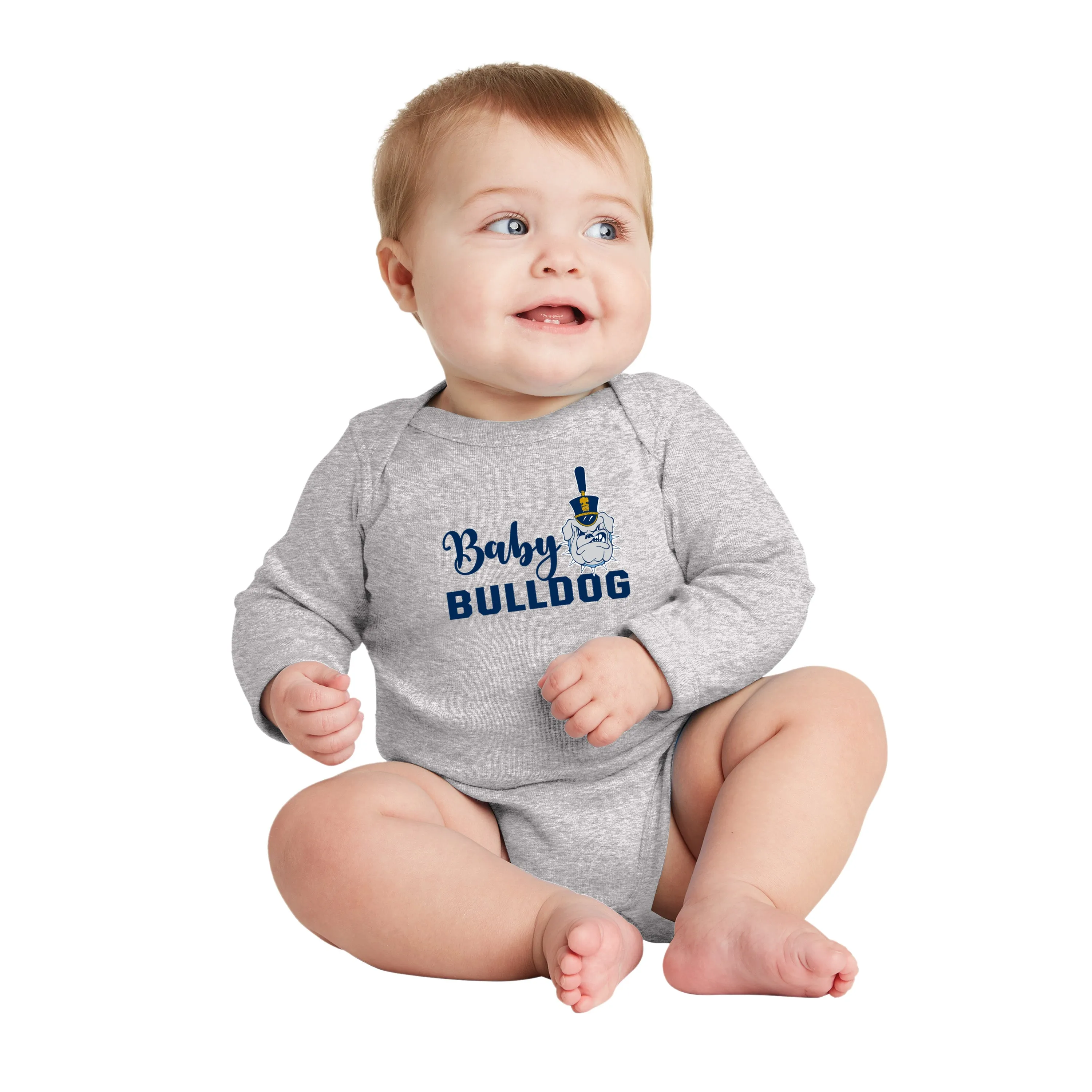 The Citadel, Baby Bulldog, Spike, Rabbit Skins™ Infant Long Sleeve Baby Rib Bodysuit