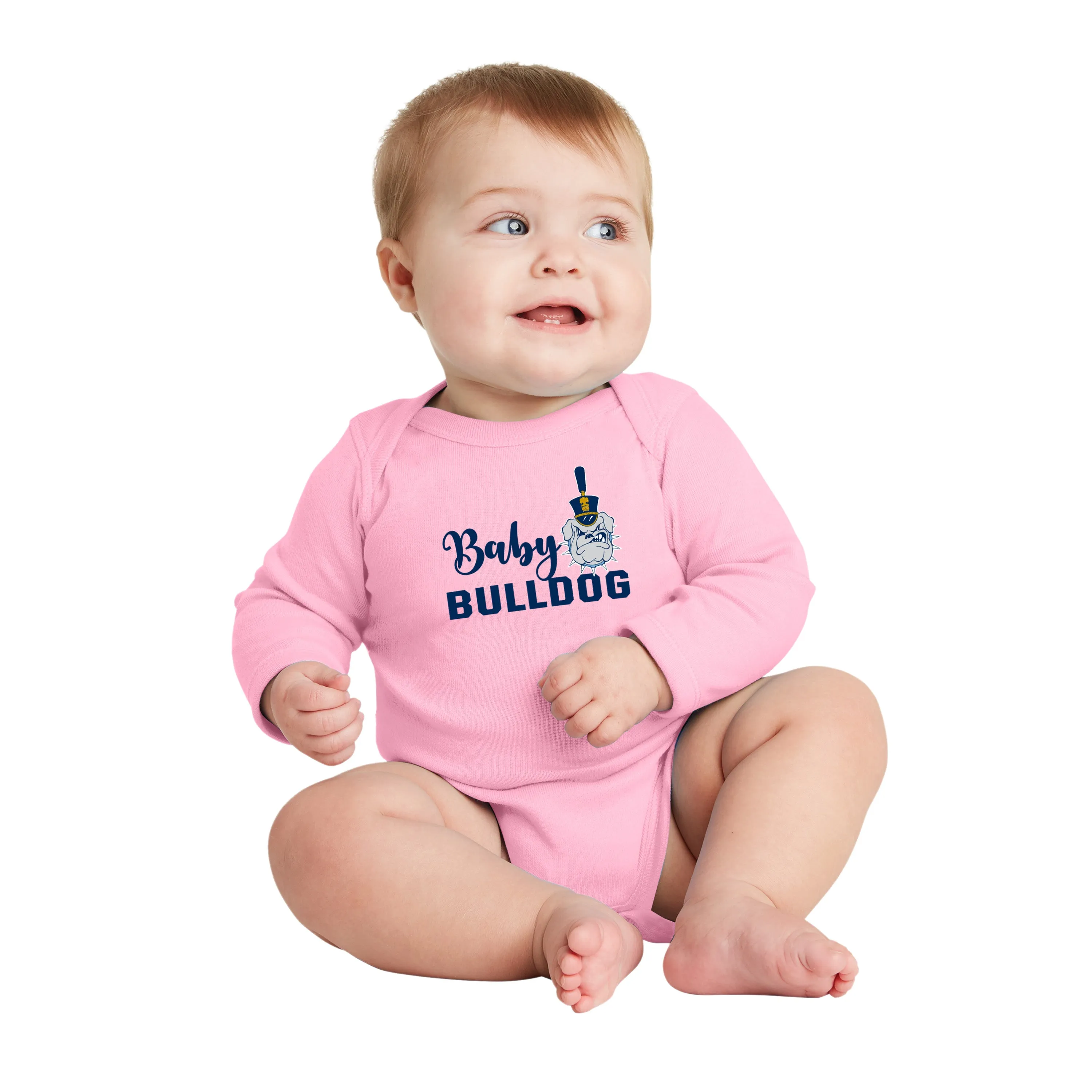 The Citadel, Baby Bulldog, Spike, Rabbit Skins™ Infant Long Sleeve Baby Rib Bodysuit