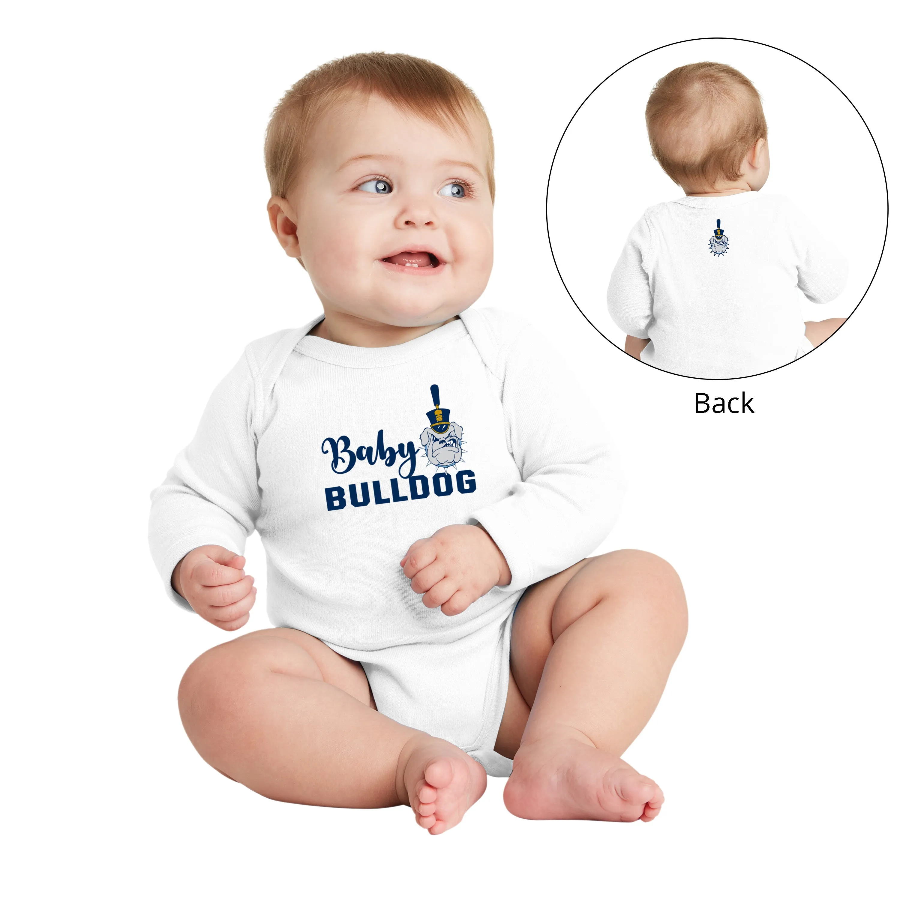 The Citadel, Baby Bulldog, Spike, Rabbit Skins™ Infant Long Sleeve Baby Rib Bodysuit