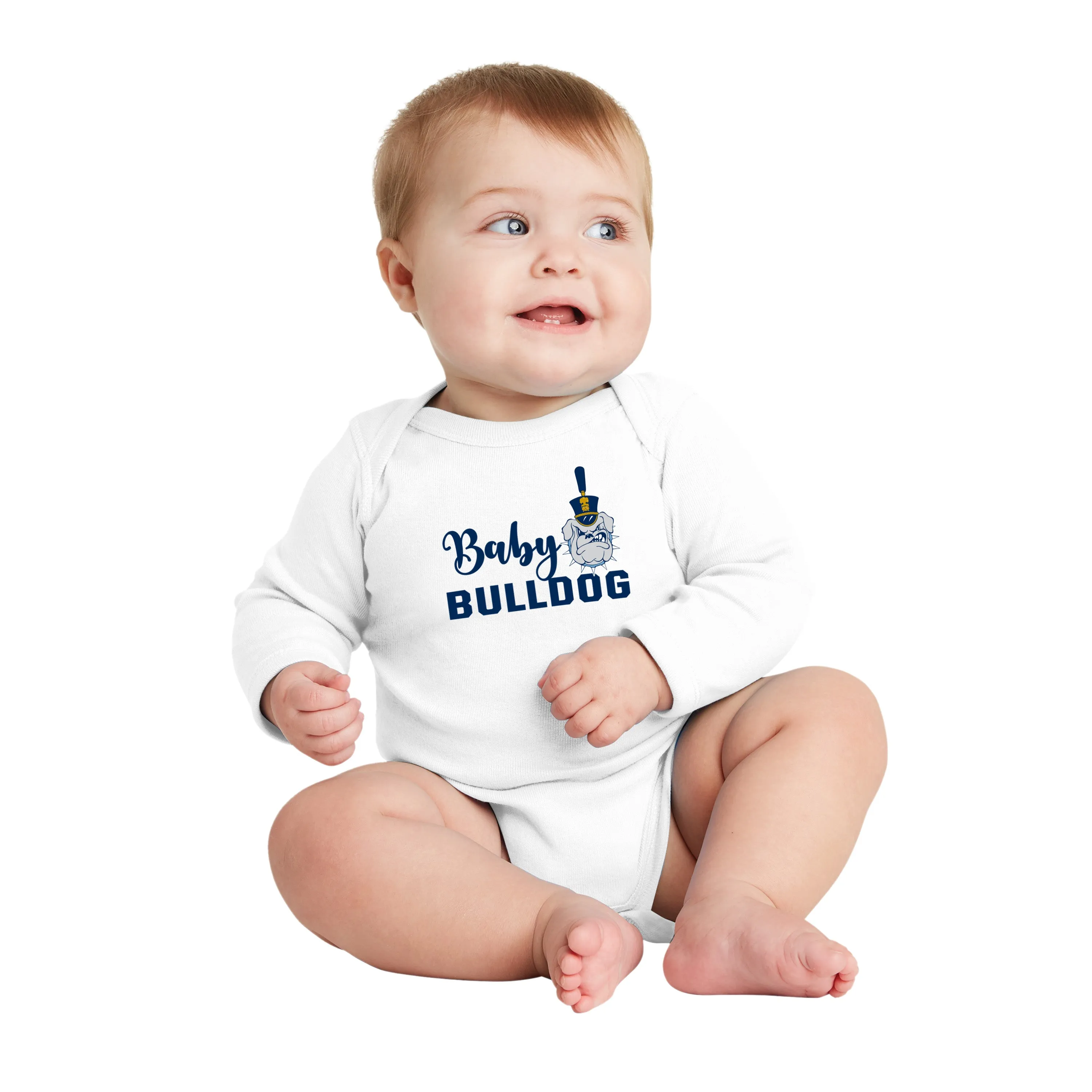 The Citadel, Baby Bulldog, Spike, Rabbit Skins™ Infant Long Sleeve Baby Rib Bodysuit