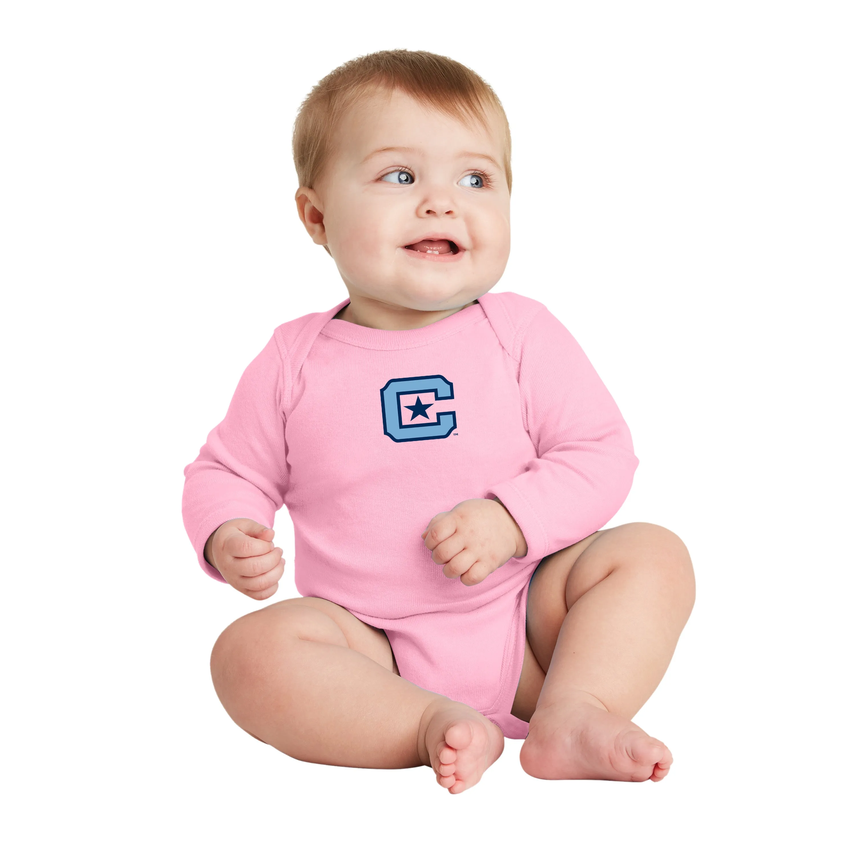 The Citadel, C logo, Rabbit Skins™ Infant Long Sleeve Baby Rib Bodysuit