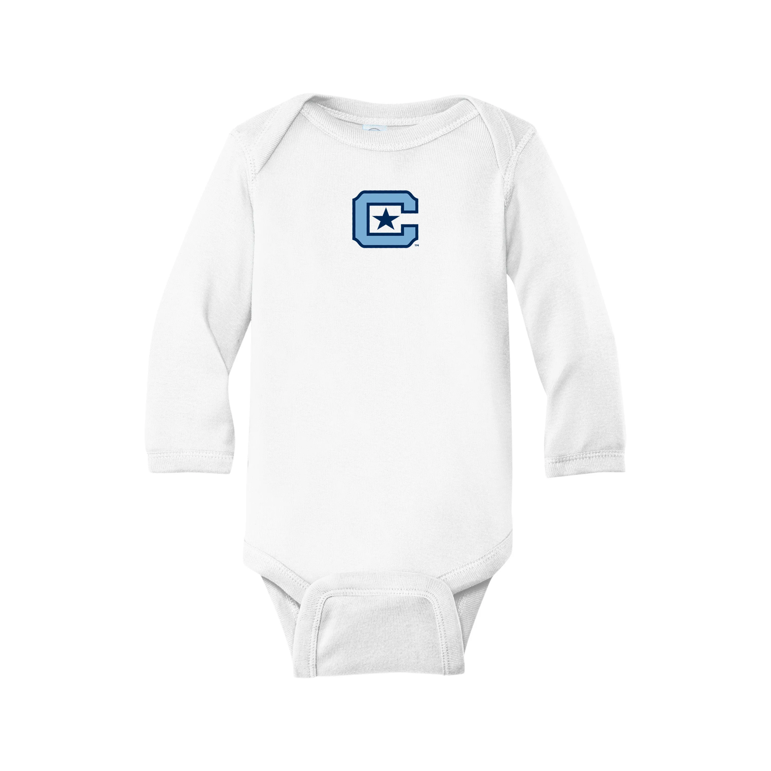 The Citadel, C logo, Rabbit Skins™ Infant Long Sleeve Baby Rib Bodysuit