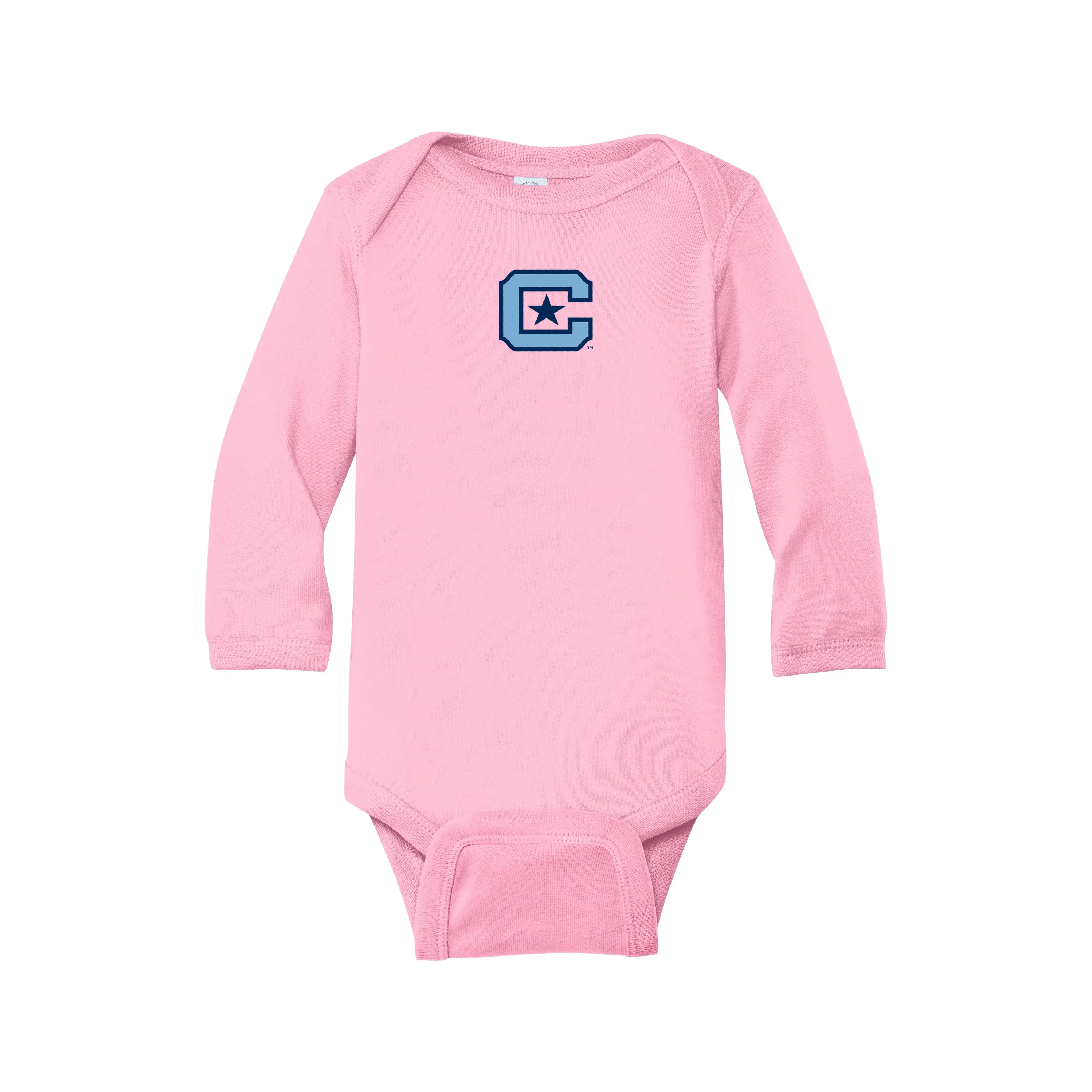 The Citadel, C logo, Rabbit Skins™ Infant Long Sleeve Baby Rib Bodysuit