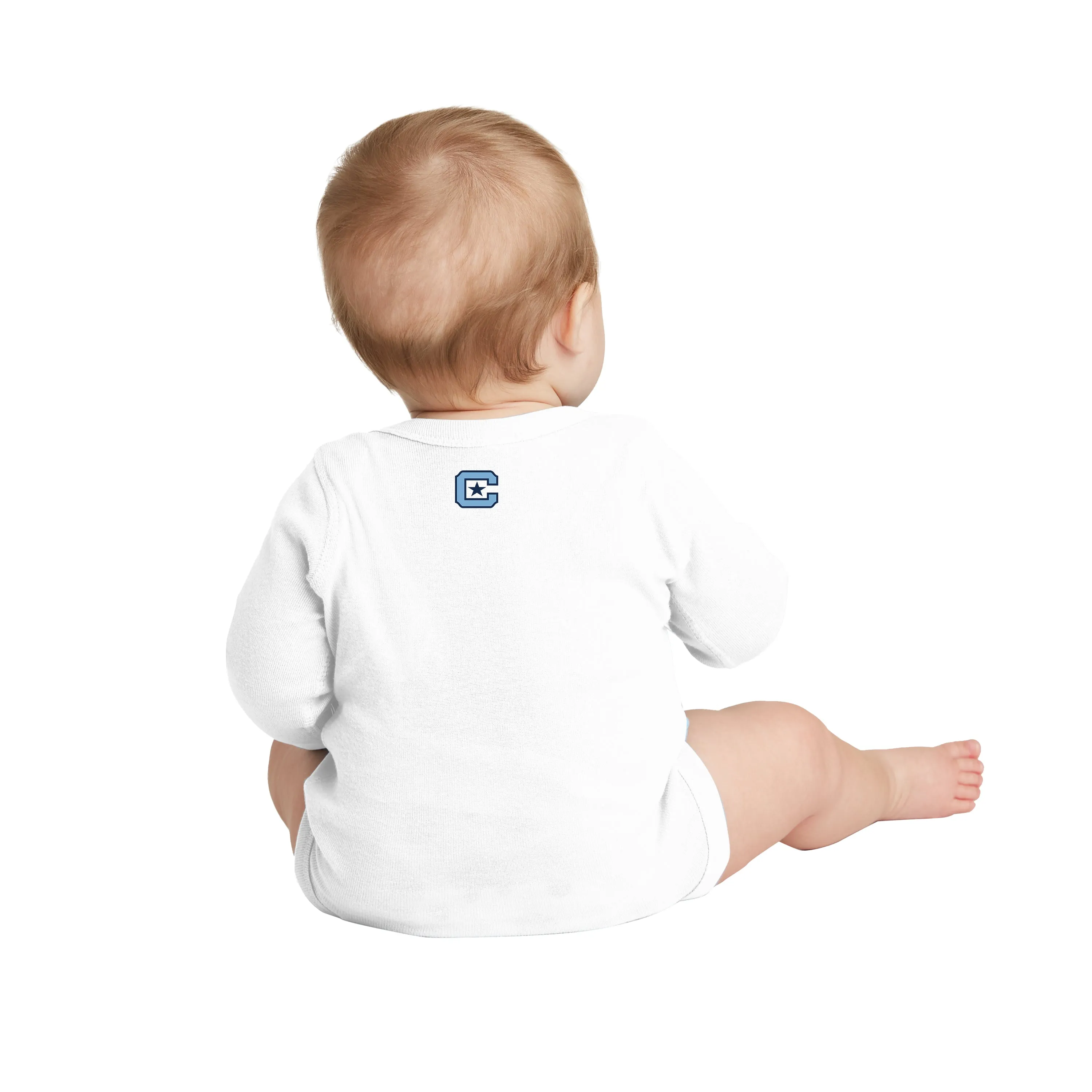 The Citadel, Marching Bulldog logo, Rabbit Skins™ Infant Long Sleeve Baby Rib Bodysuit