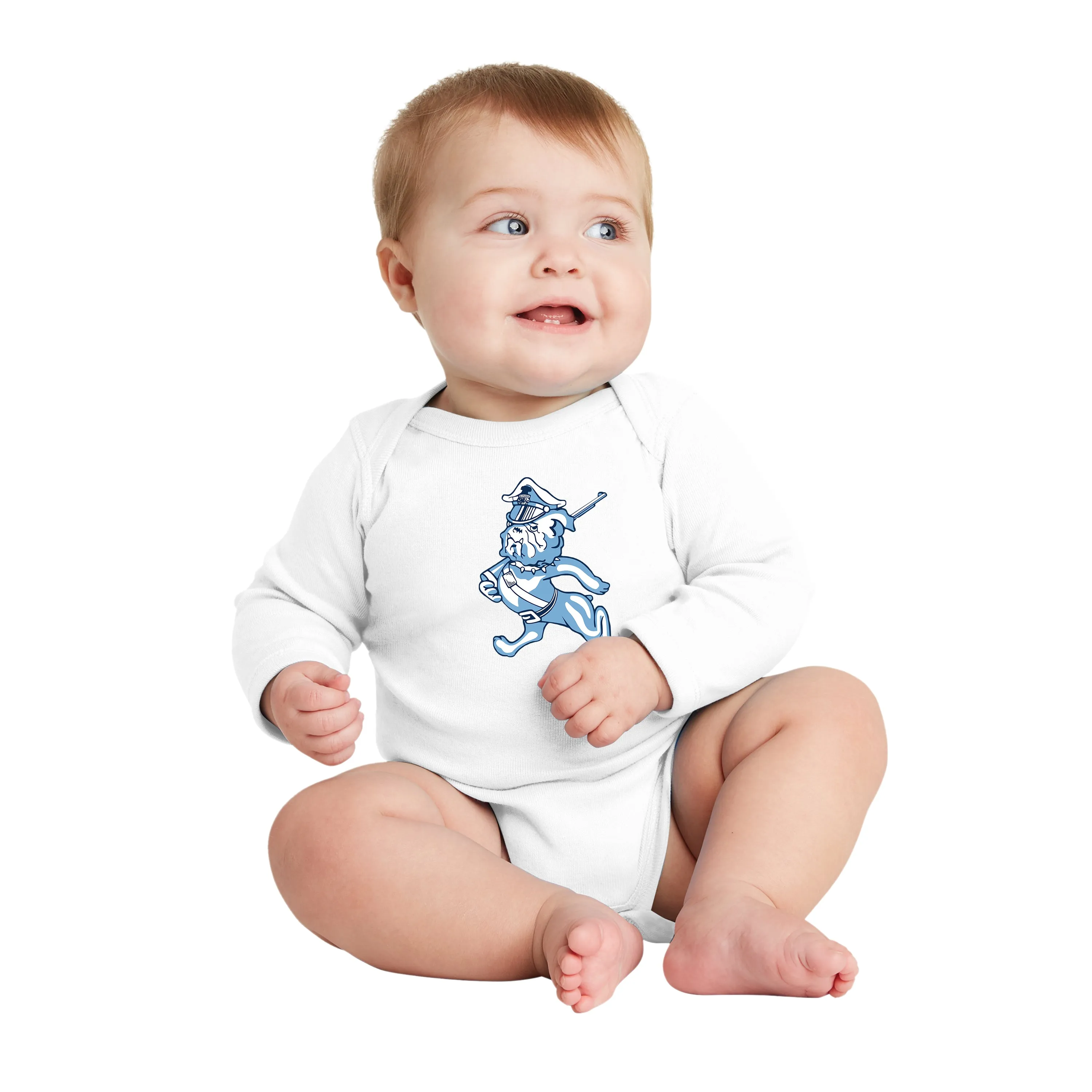 The Citadel, Marching Bulldog logo, Rabbit Skins™ Infant Long Sleeve Baby Rib Bodysuit