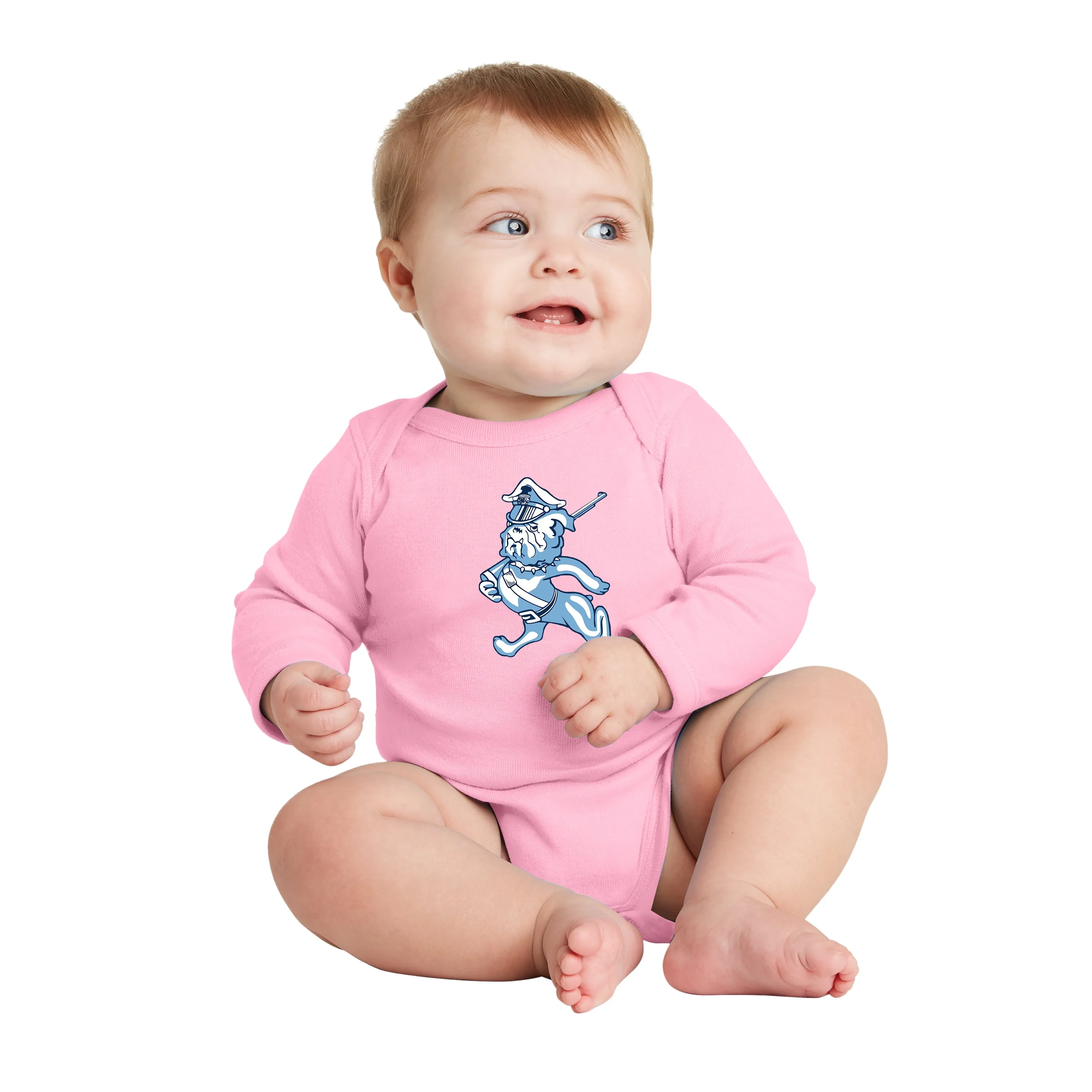 The Citadel, Marching Bulldog logo, Rabbit Skins™ Infant Long Sleeve Baby Rib Bodysuit