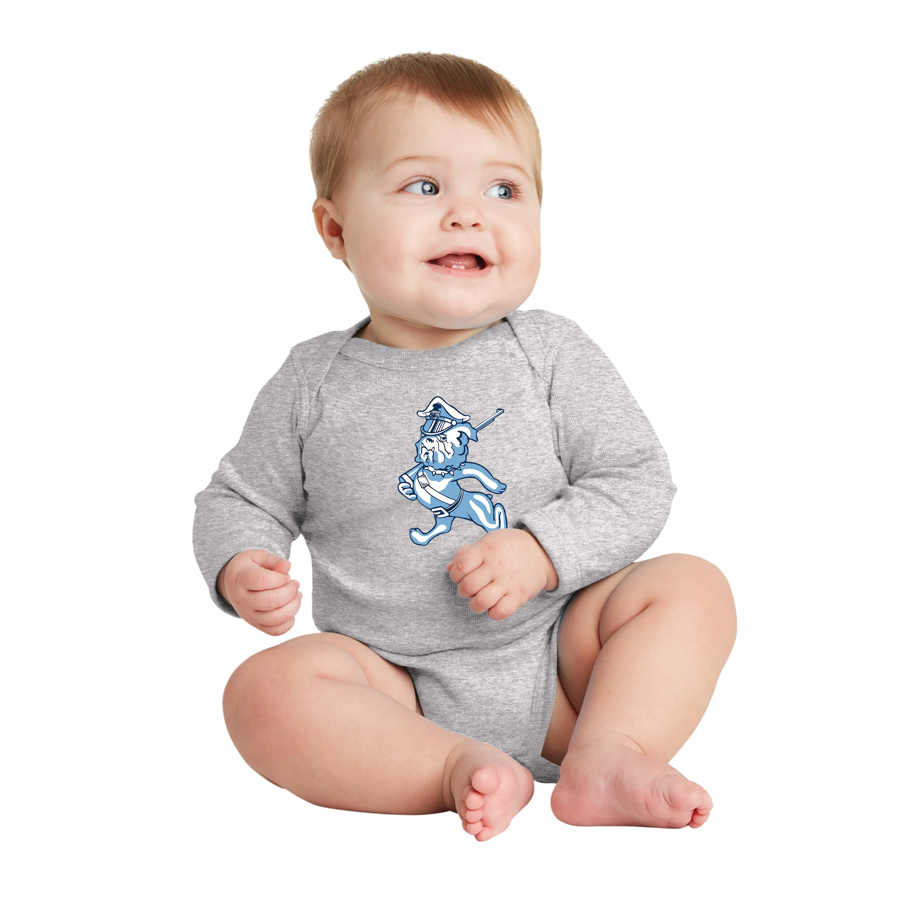 The Citadel, Marching Bulldog logo, Rabbit Skins™ Infant Long Sleeve Baby Rib Bodysuit