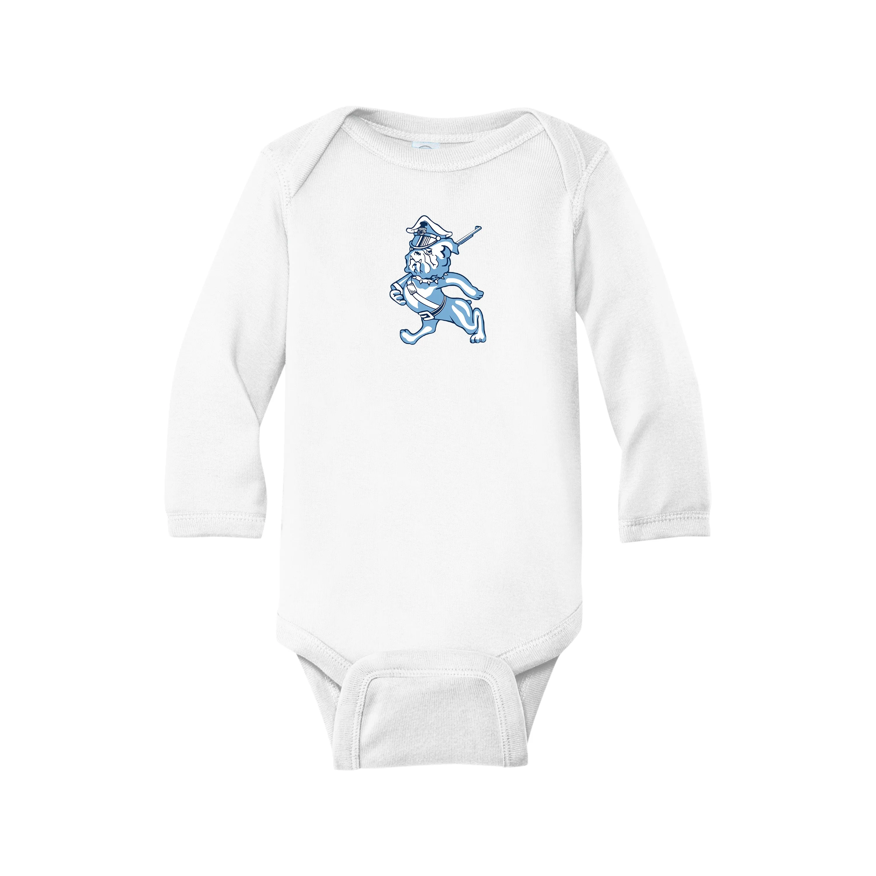 The Citadel, Marching Bulldog logo, Rabbit Skins™ Infant Long Sleeve Baby Rib Bodysuit