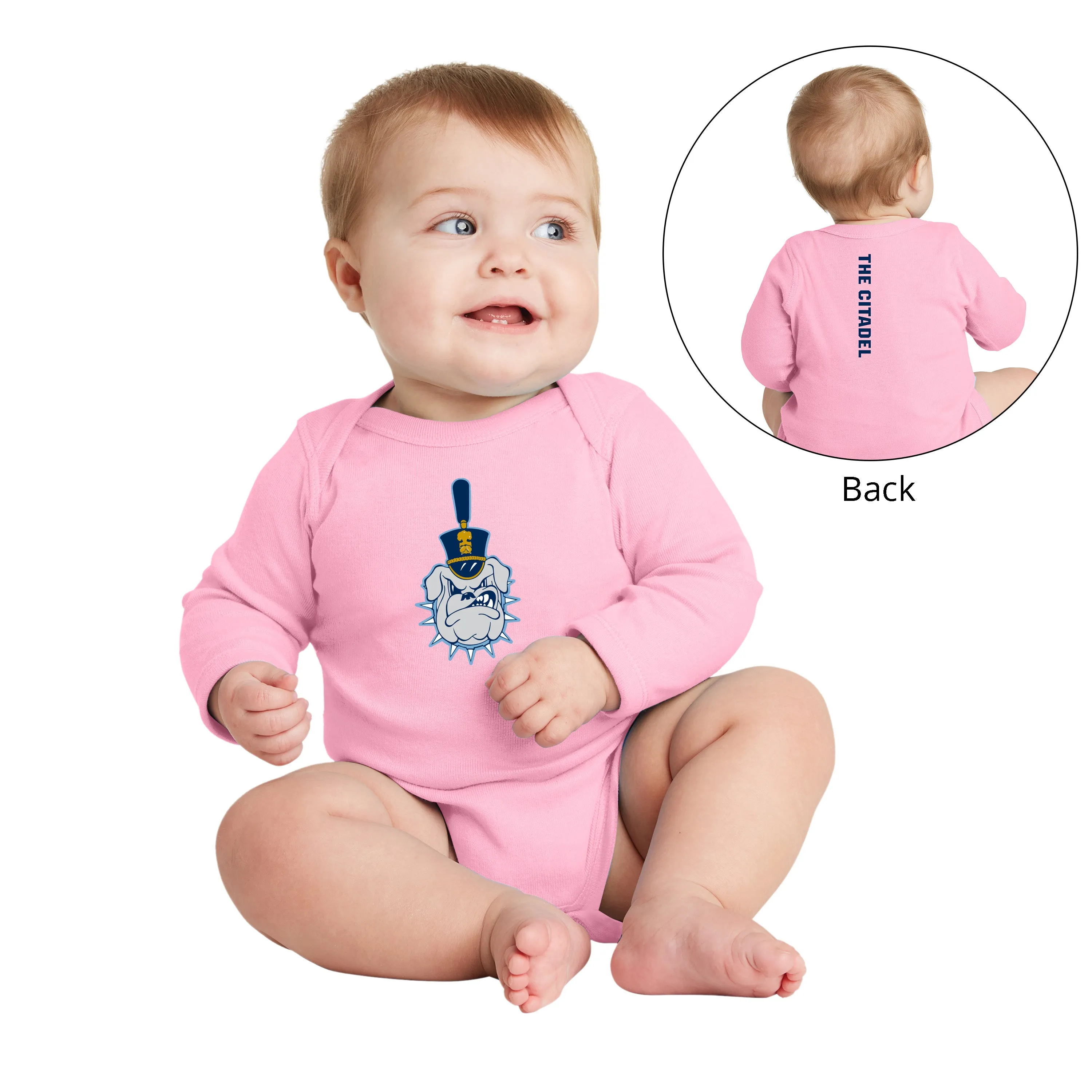 The Citadel Spike Logo, Rabbit Skins™ Infant Long Sleeve Baby Rib Bodysuit