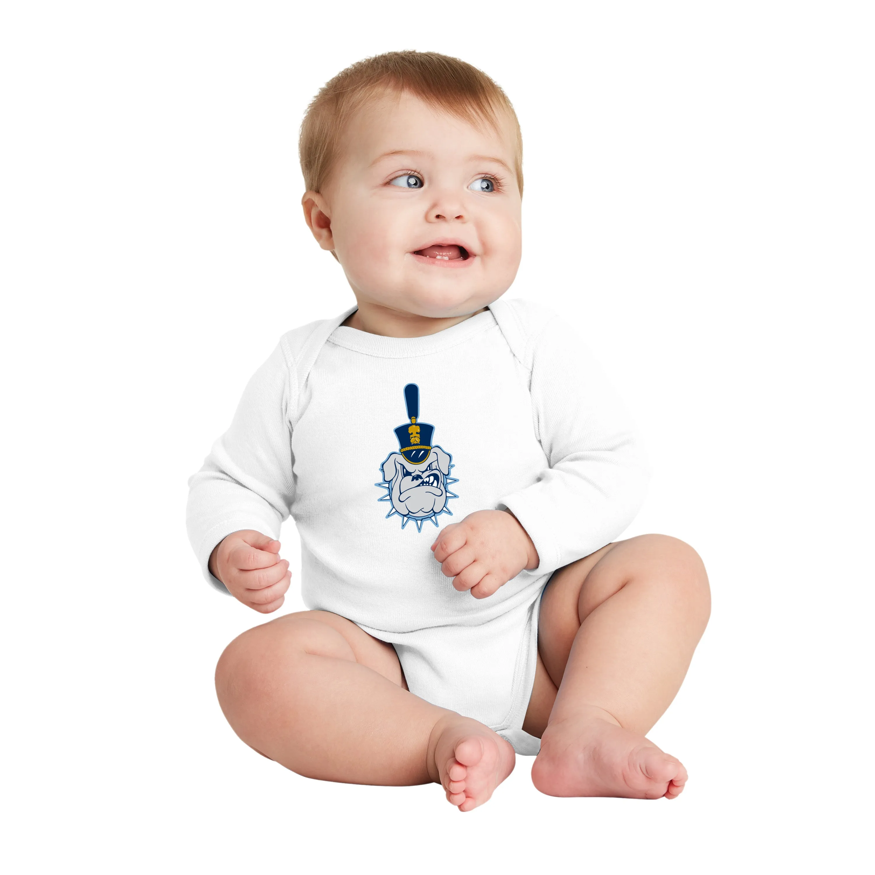 The Citadel Spike Logo, Rabbit Skins™ Infant Long Sleeve Baby Rib Bodysuit