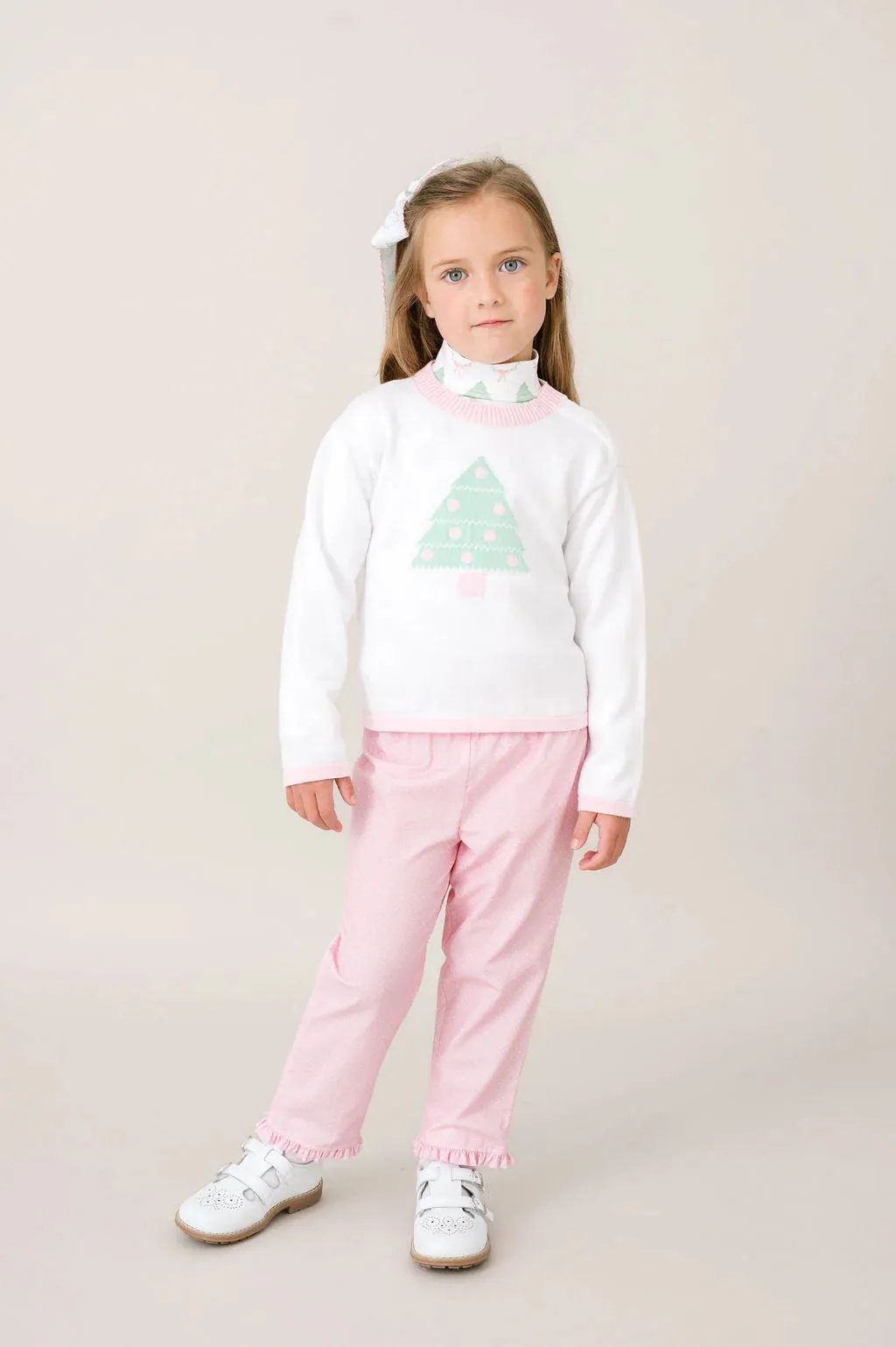 Tiny Tot Turtleneck - Oh Christmas Tree/Pink