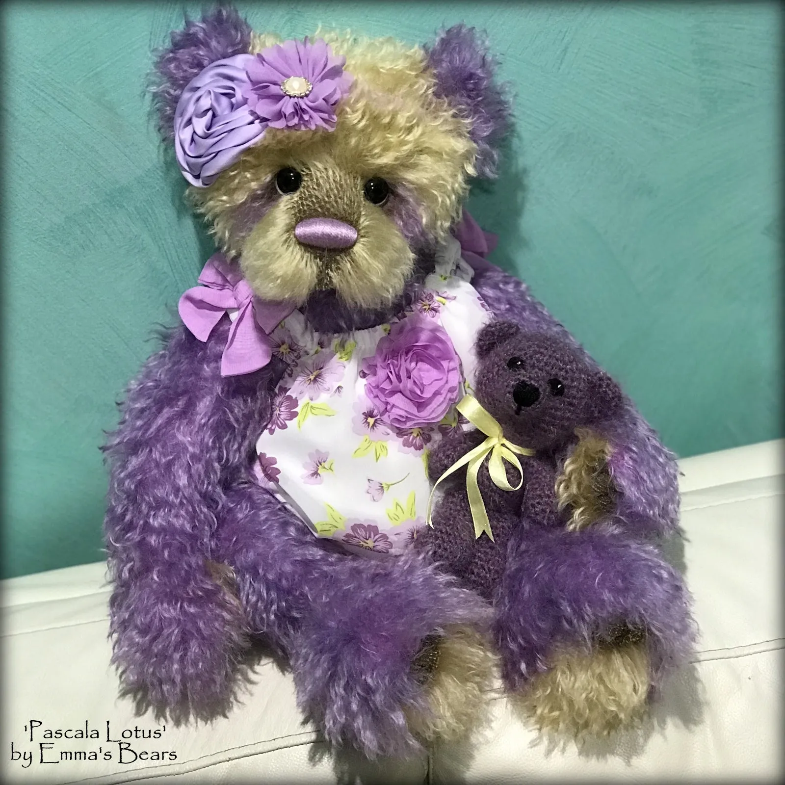 Toddler Pascala Lotus - 21in hand dyed mohair Artist toddler style Bear by Emma's Bears - OOAK