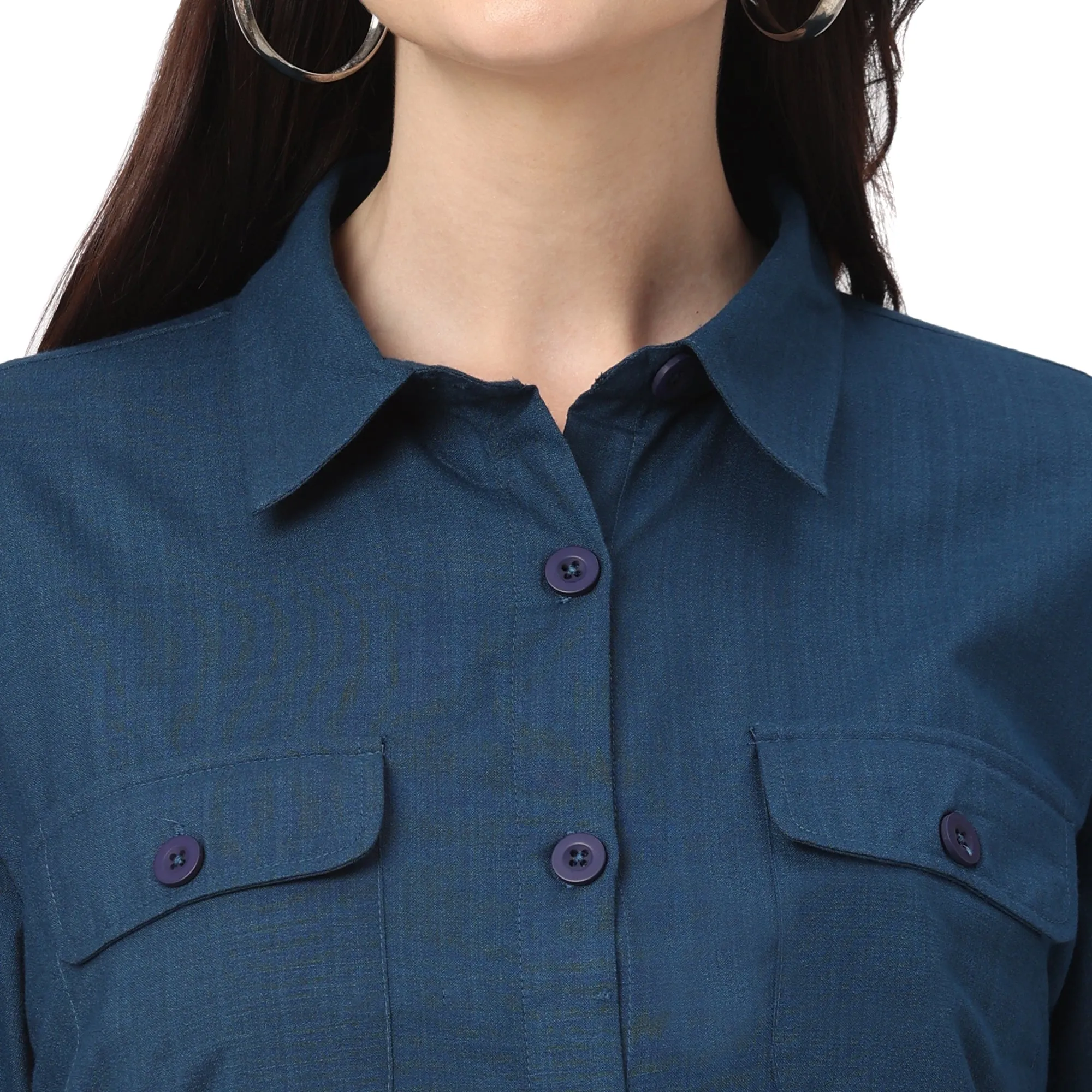 Trendy Navy Formal Women’s Western Shirt