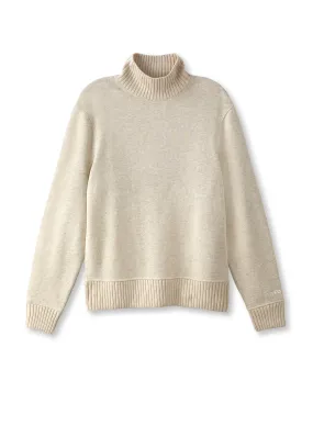 Turtleneck Sweater With Knit Trim (Oatmeal Melange)