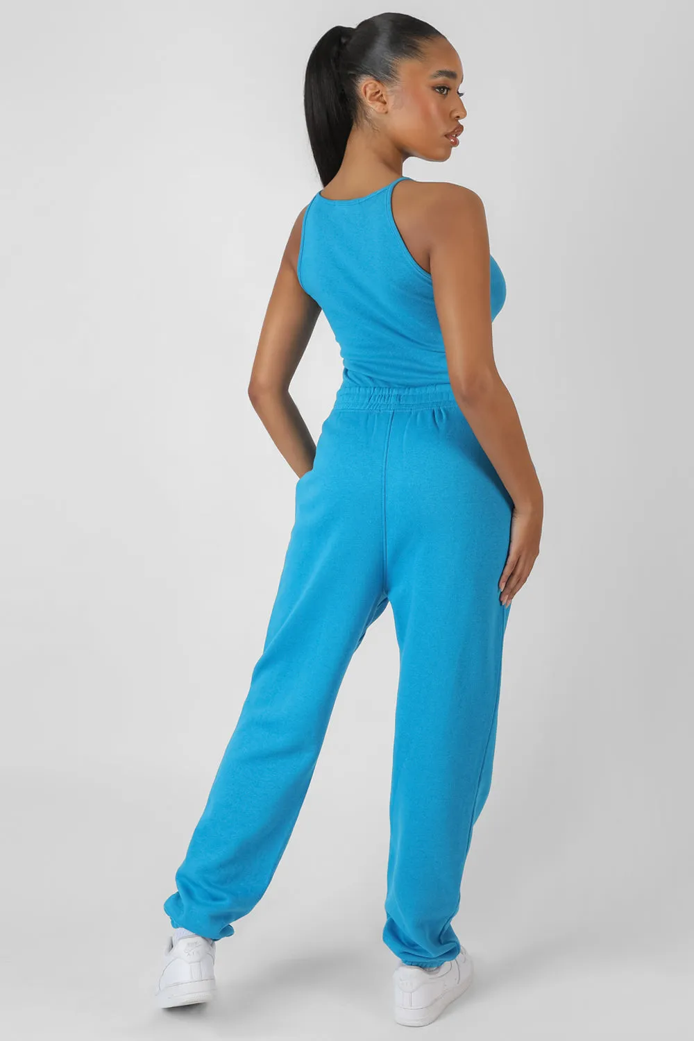 Twist Keyhole Sleeveless Bodysuit Blue