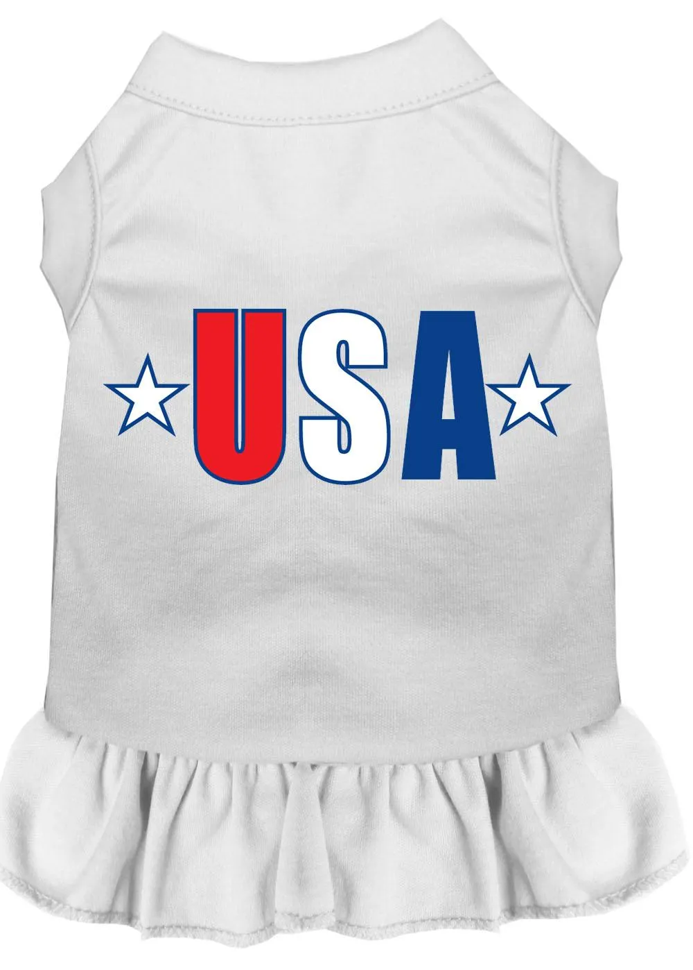 Usa Star Screen Print Dress White Xs (8)