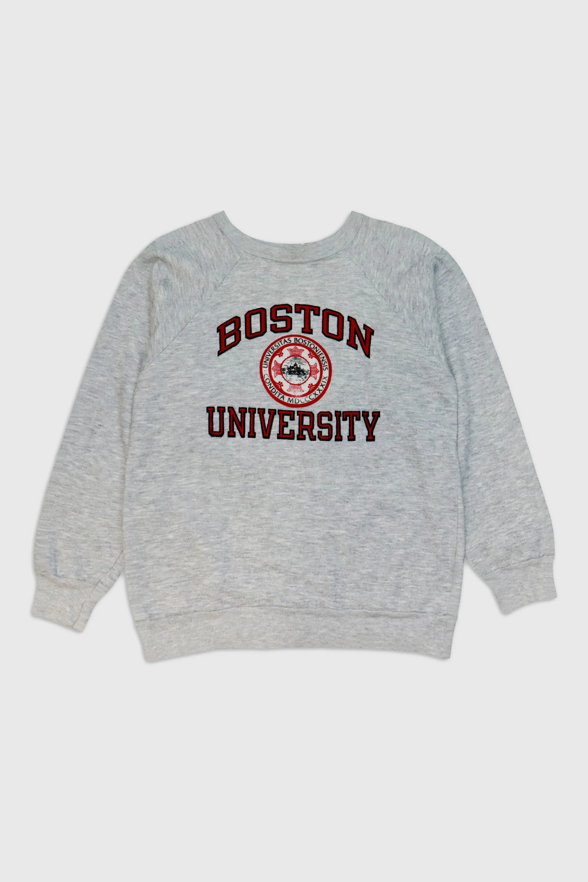 Vintage Boston University Textured Print Sweatshirt