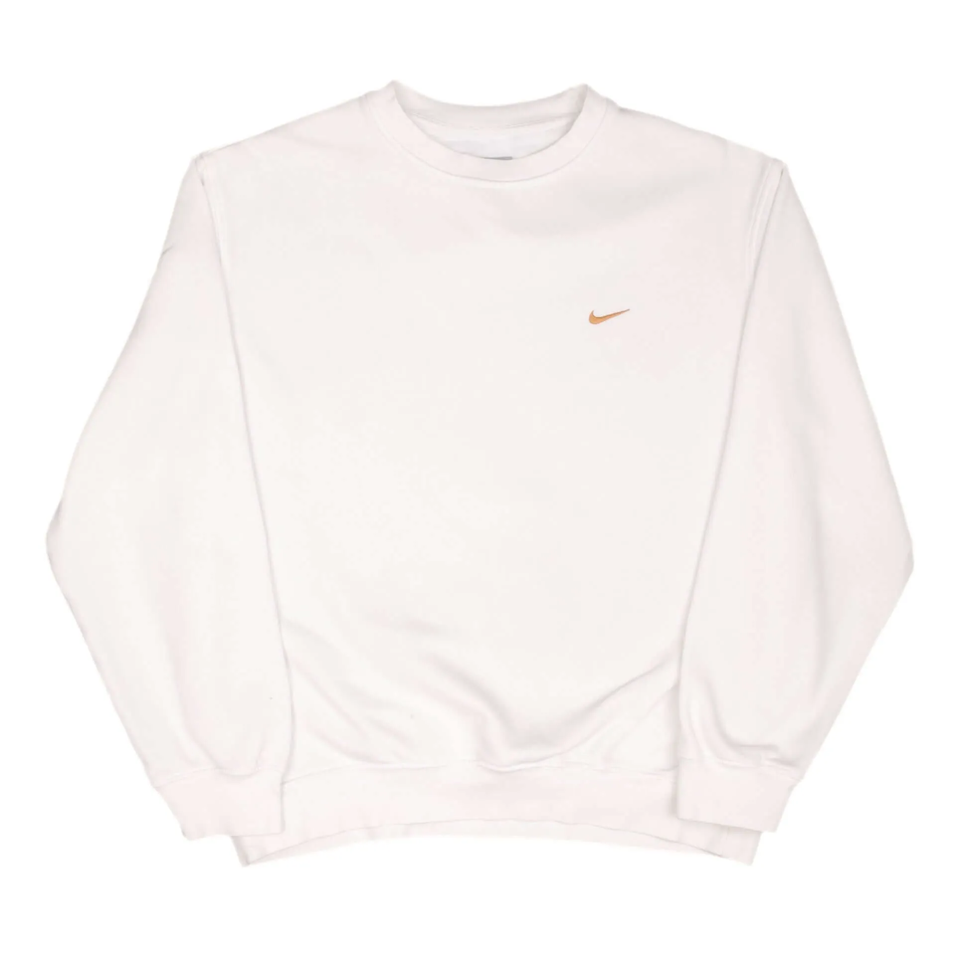 VINTAGE NIKE CLASSIC SWOOSH WHITE SWEATSHIRT 2000S SIZE MEDIUM