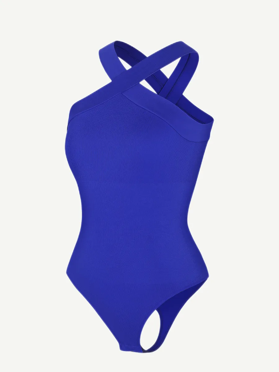 Wholesale Seamless Crossover Halter Thong Bodysuit