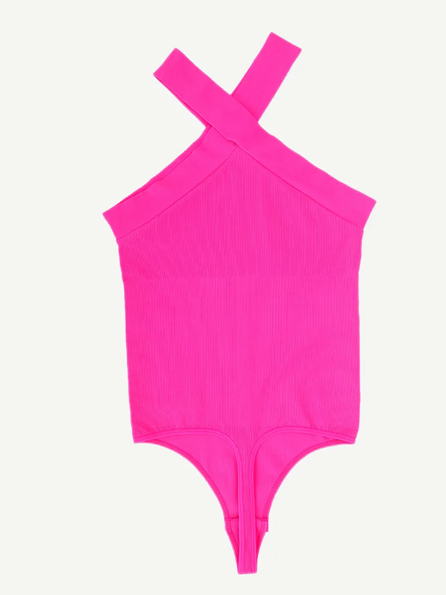 Wholesale Seamless Crossover Halter Thong Bodysuit