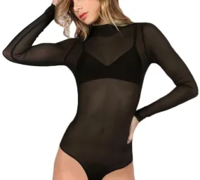 Women Hollow Out Back Mesh Bodysuit