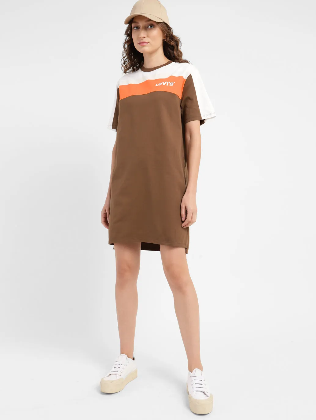 Women's Colorblock Round Neck Dress