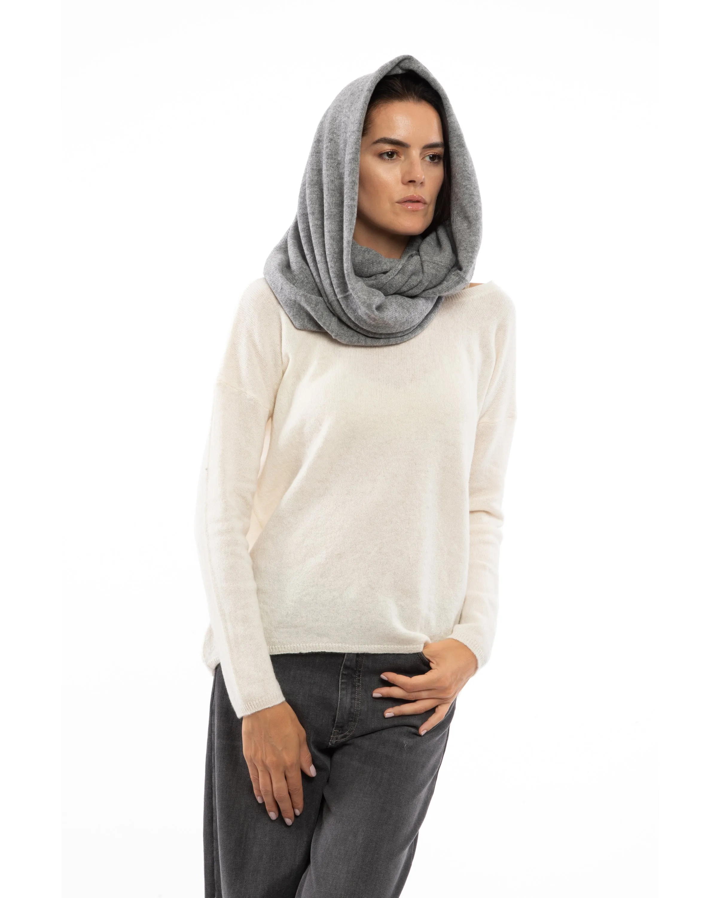 Women's Maxi Cashmere Neck Scarf Melange Gray