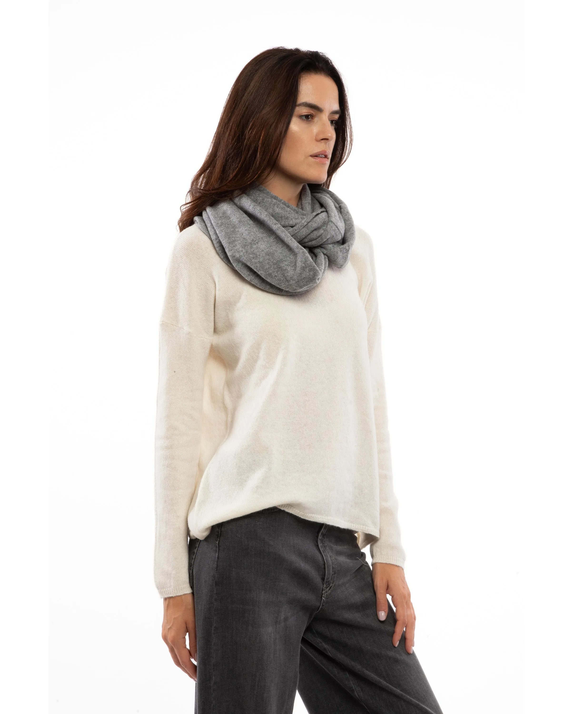 Women's Maxi Cashmere Neck Scarf Melange Gray