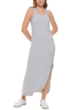 Women's Ribbed Split Side Long Dress,Light Grey