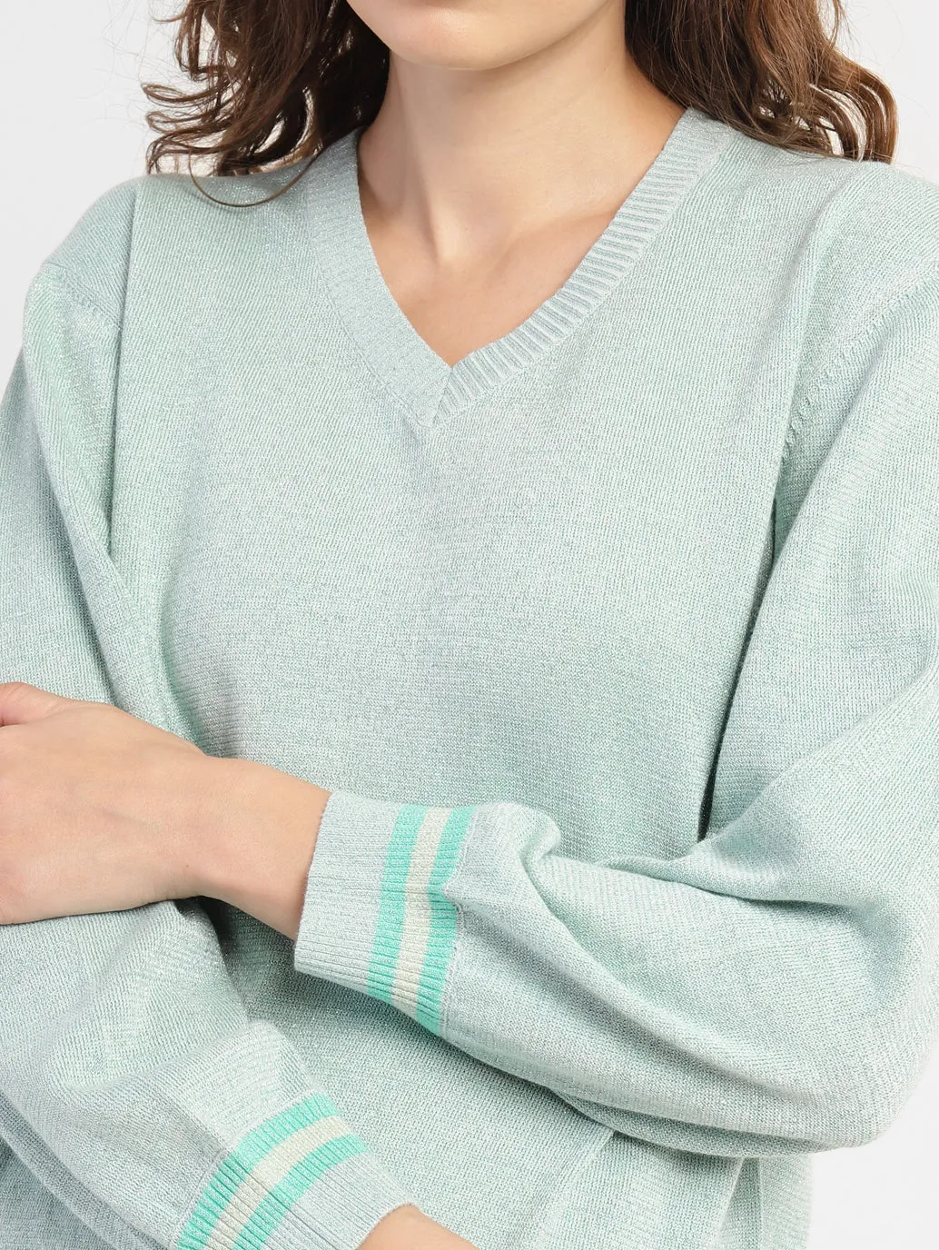 Women's Solid V Neck Sweater