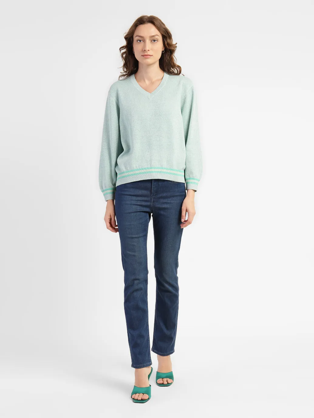 Women's Solid V Neck Sweater