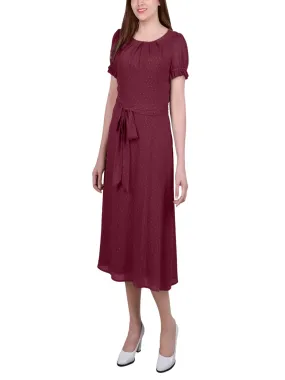 Women's Textured Dress,Wine