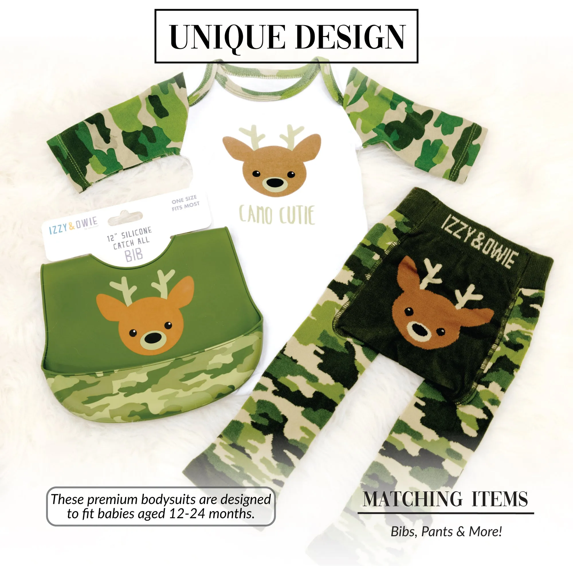 Woodland Green Camo Deer 3/4 Sleeve Bodysuit