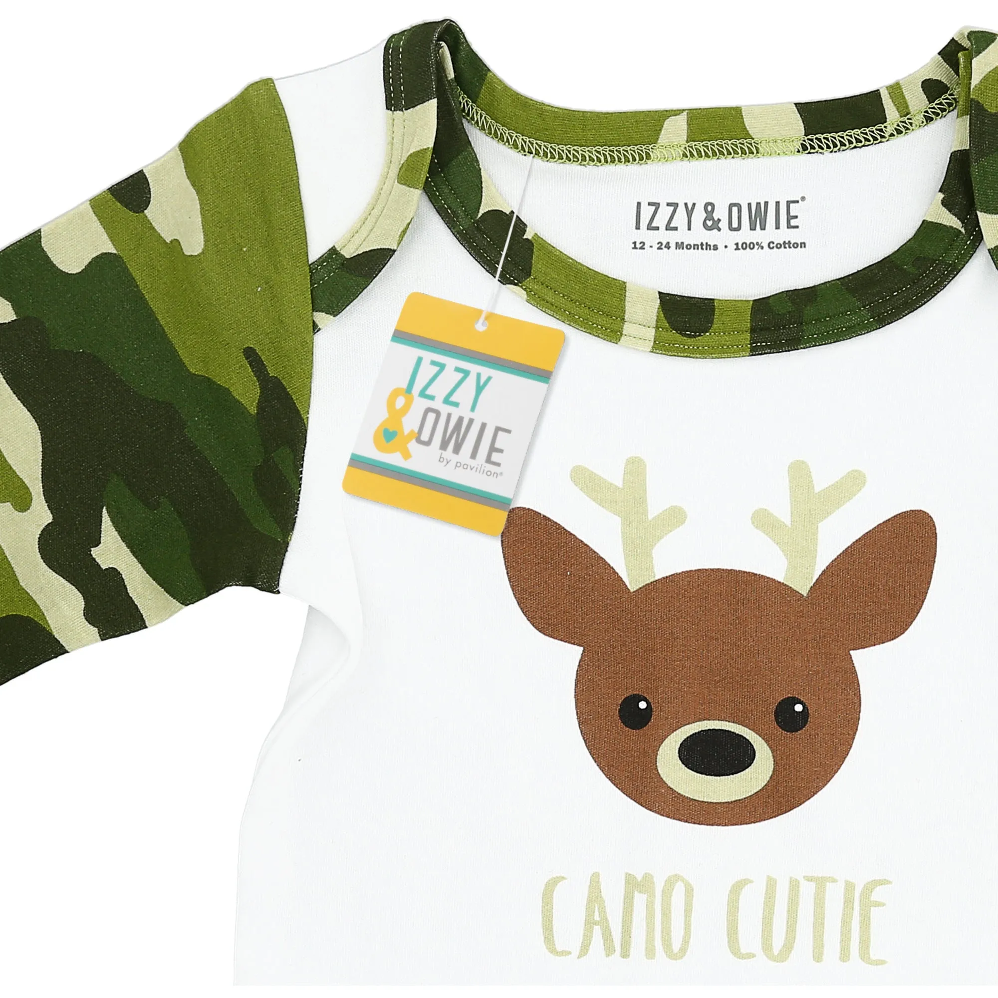 Woodland Green Camo Deer 3/4 Sleeve Bodysuit