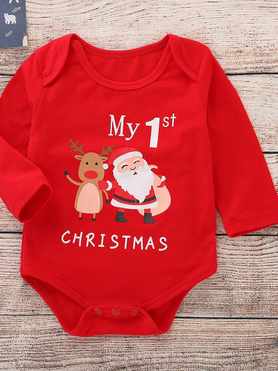 Xmas My 1ST CHRISTMAS Printed Infant Rompers Homewear