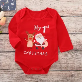 Xmas My 1ST CHRISTMAS Printed Infant Rompers Homewear