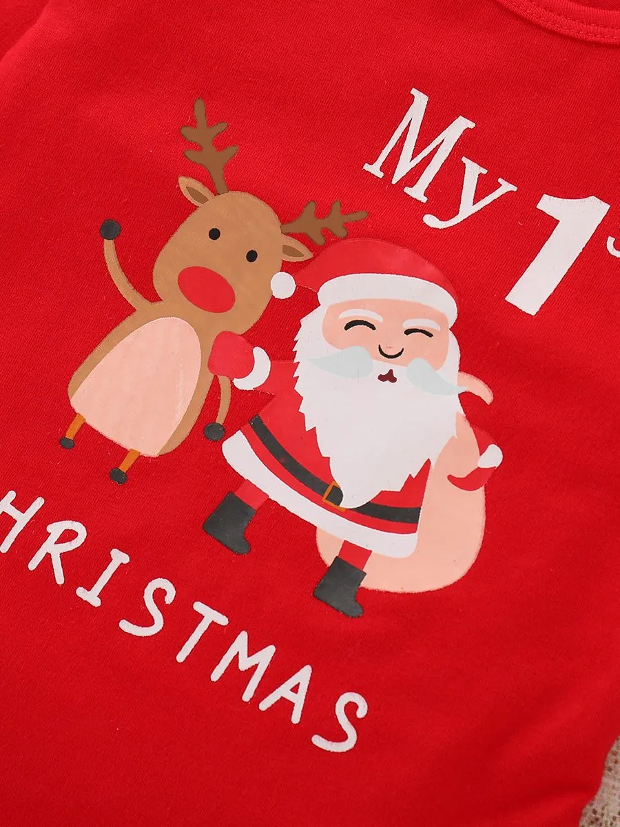 Xmas My 1ST CHRISTMAS Printed Infant Rompers Homewear