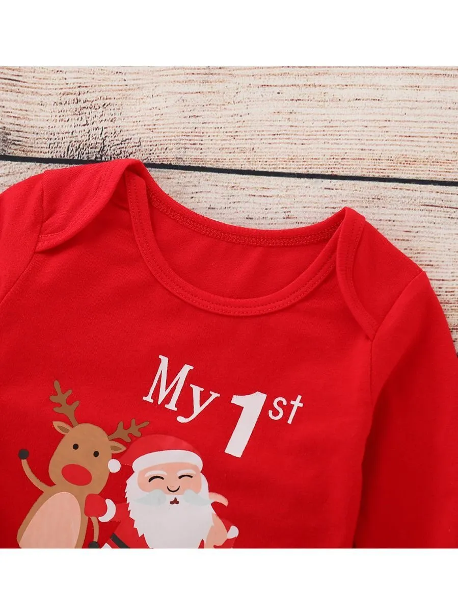 Xmas My 1ST CHRISTMAS Printed Infant Rompers Homewear