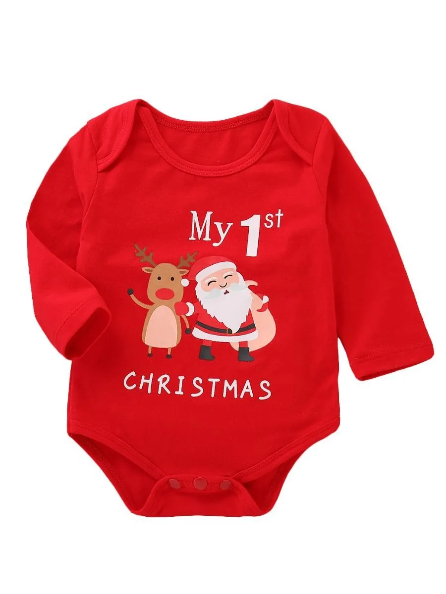 Xmas My 1ST CHRISTMAS Printed Infant Rompers Homewear